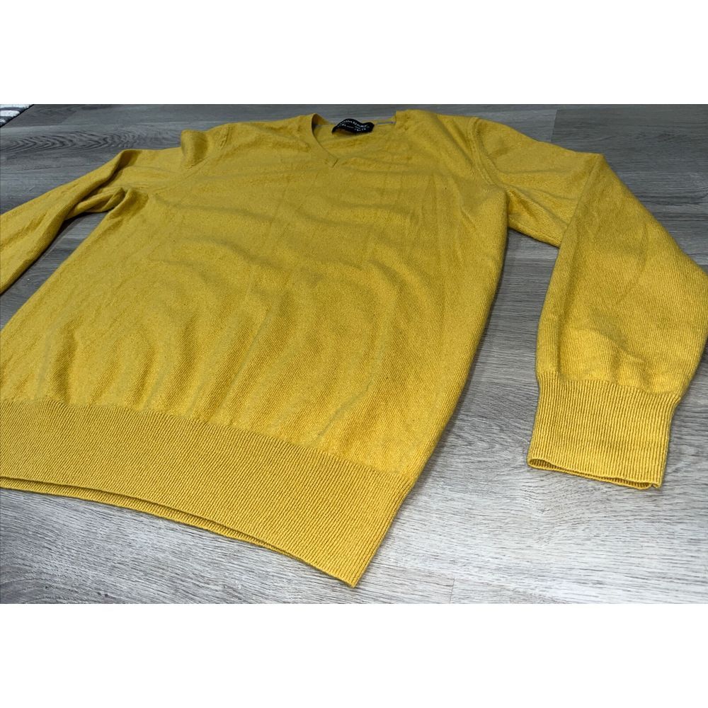 Banana Republic Todd & Duncan 100% Scottish Cashmere Yellow Sweater Mens Size XL - Picture 4 of 11